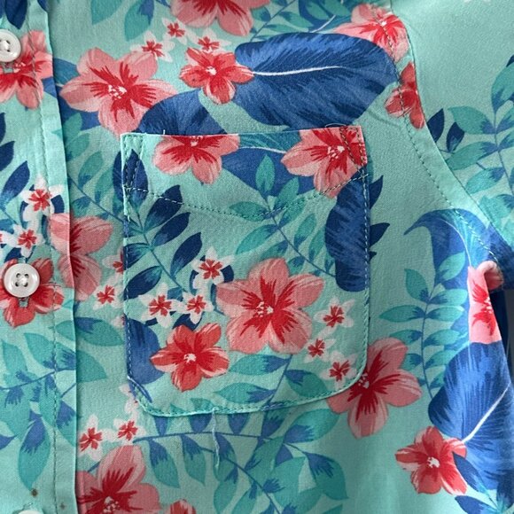 Tropical Floral Short-Sleeve Button-Up Shirt For Kids Size 7/8 By Place - Picture 5 of 6